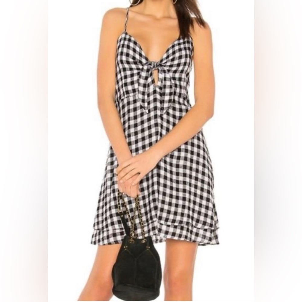 Rails August Black White Gingham Front Tie Dress Sz S